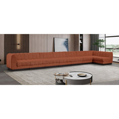 Quinn Cognac Chenille Fabric Modular Sectional