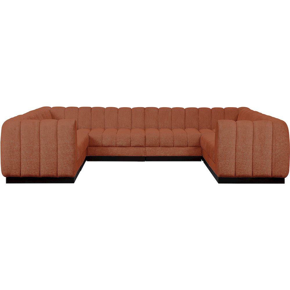Quinn Cognac Chenille Fabric Modular Sectional