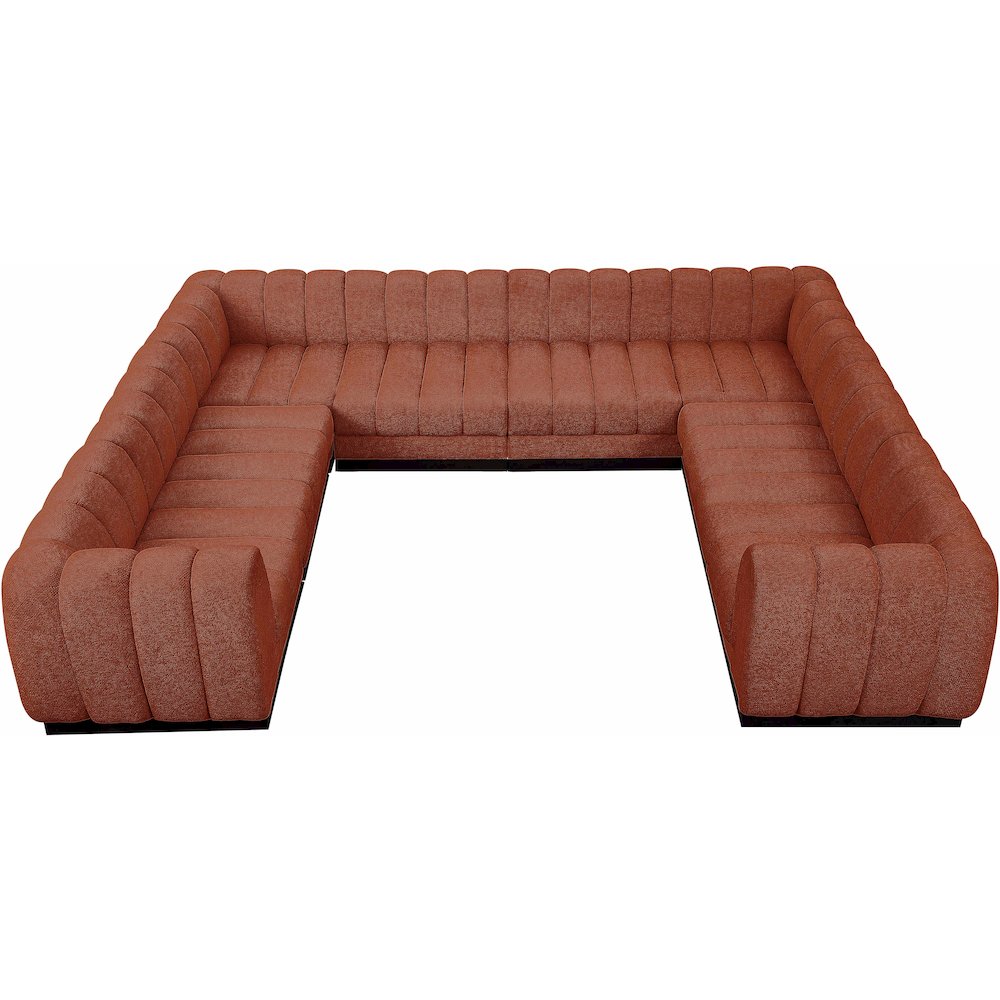 Quinn Cognac Chenille Fabric Modular Sectional