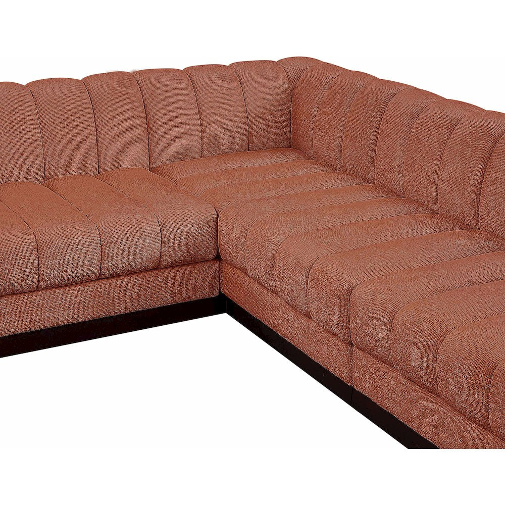Quinn Cognac Chenille Fabric Modular Sectional