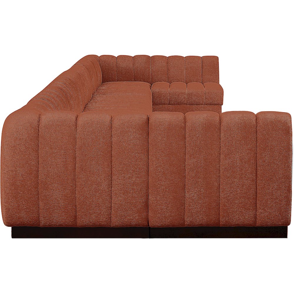 Quinn Cognac Chenille Fabric Modular Sectional