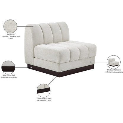 Quinn Cream Chenille Fabric Armless Chair