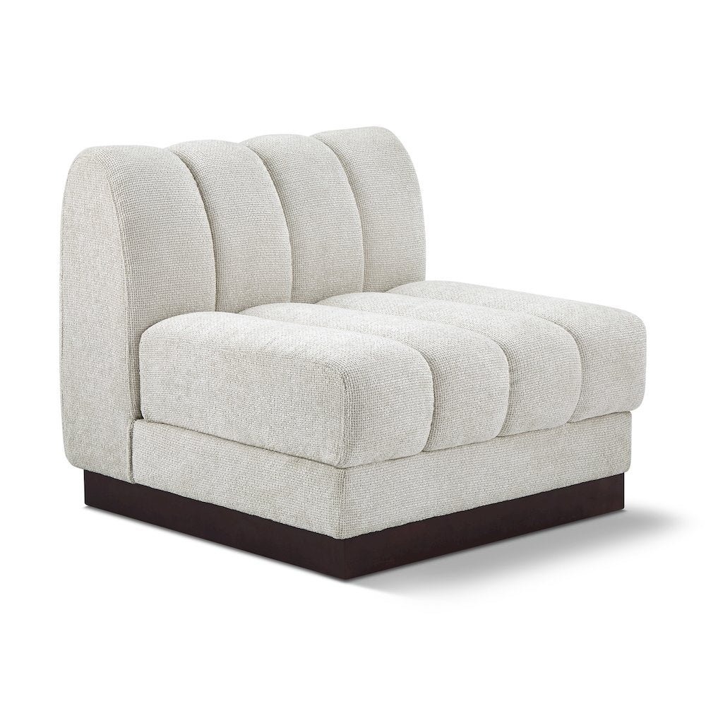 Quinn Cream Chenille Fabric Armless Chair