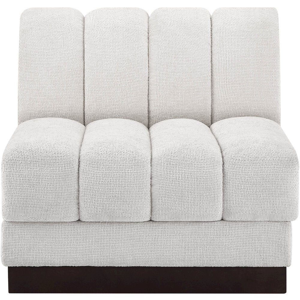 Quinn Cream Chenille Fabric Armless Chair