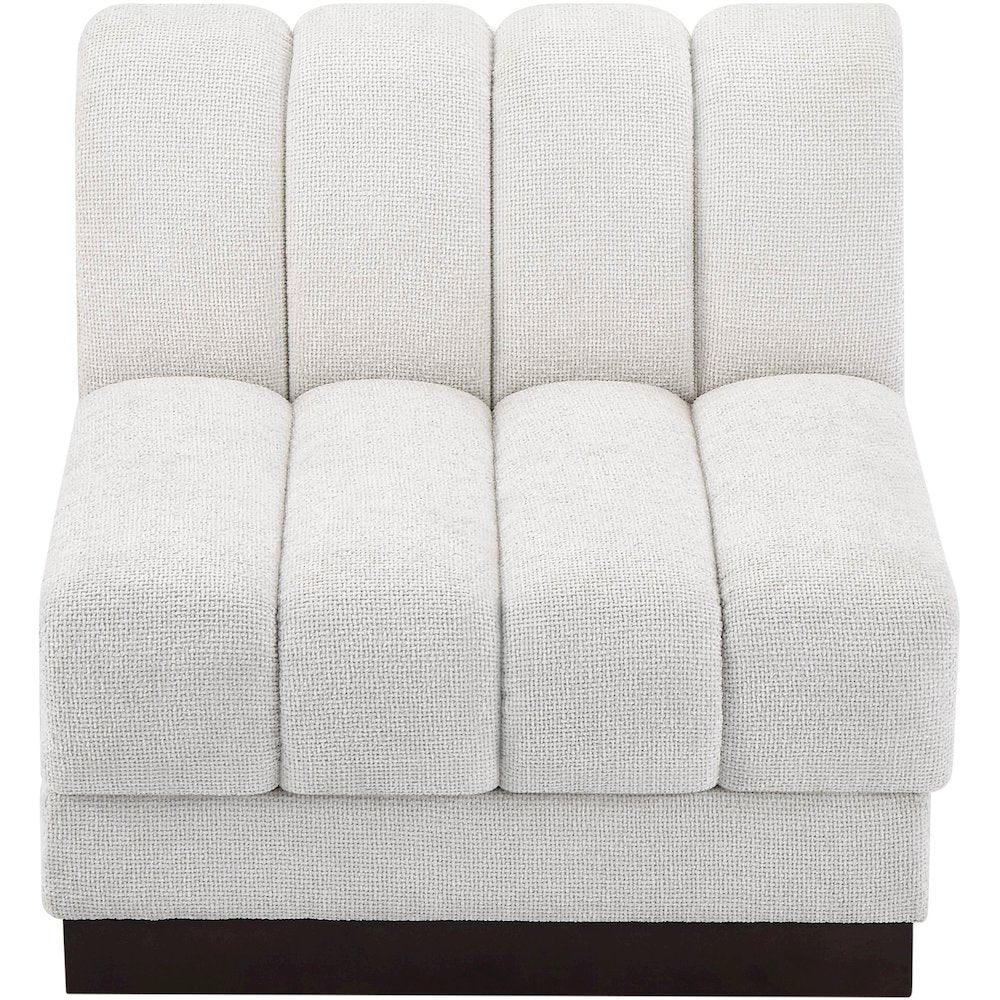 Quinn Cream Chenille Fabric Armless Chair