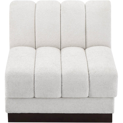 Quinn Cream Chenille Fabric Armless Chair