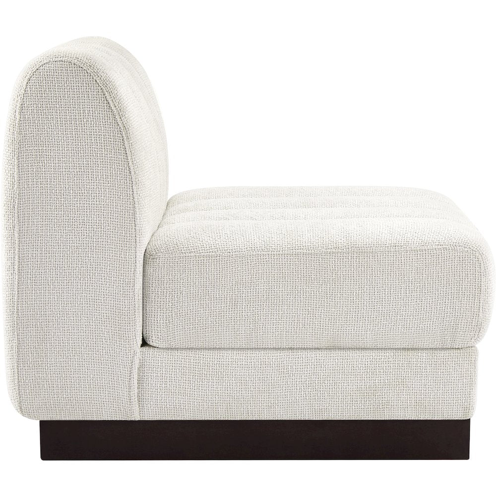 Quinn Cream Chenille Fabric Armless Chair