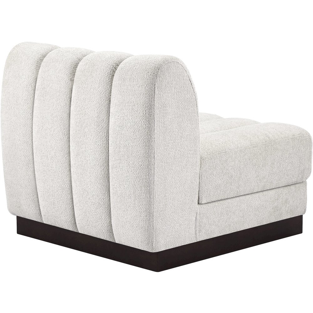Quinn Cream Chenille Fabric Armless Chair