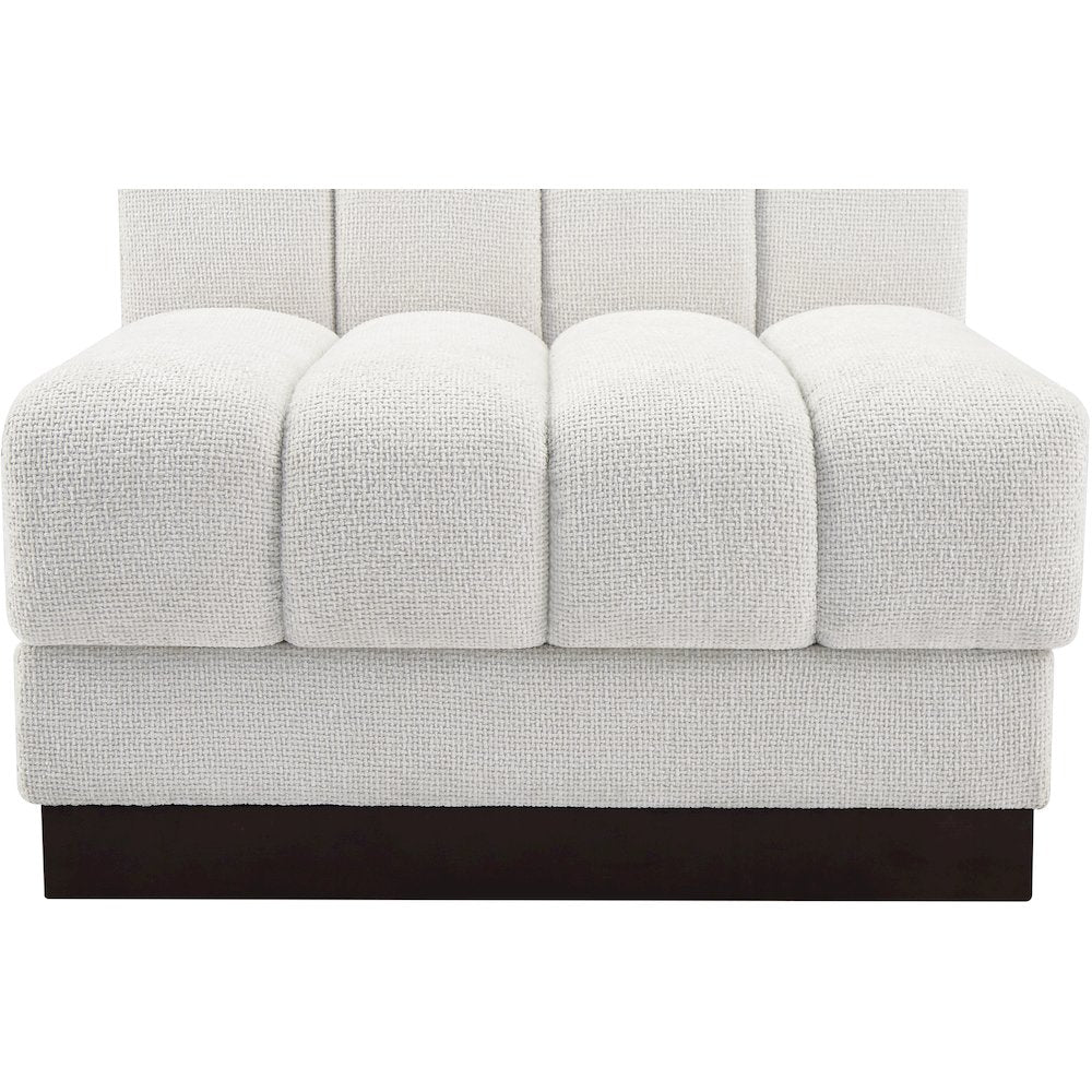 Quinn Cream Chenille Fabric Armless Chair