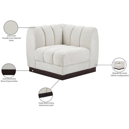 Quinn Cream Chenille Fabric Corner Chair