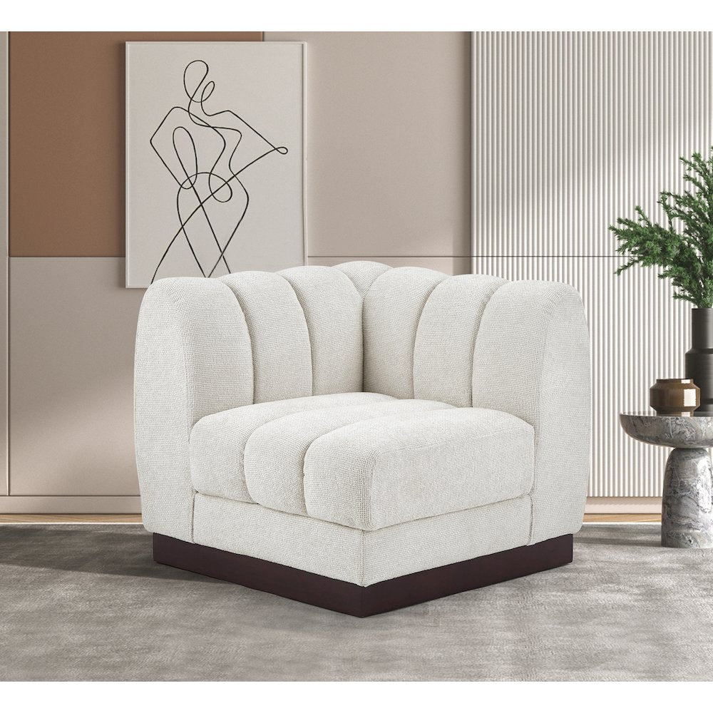 Quinn Cream Chenille Fabric Corner Chair