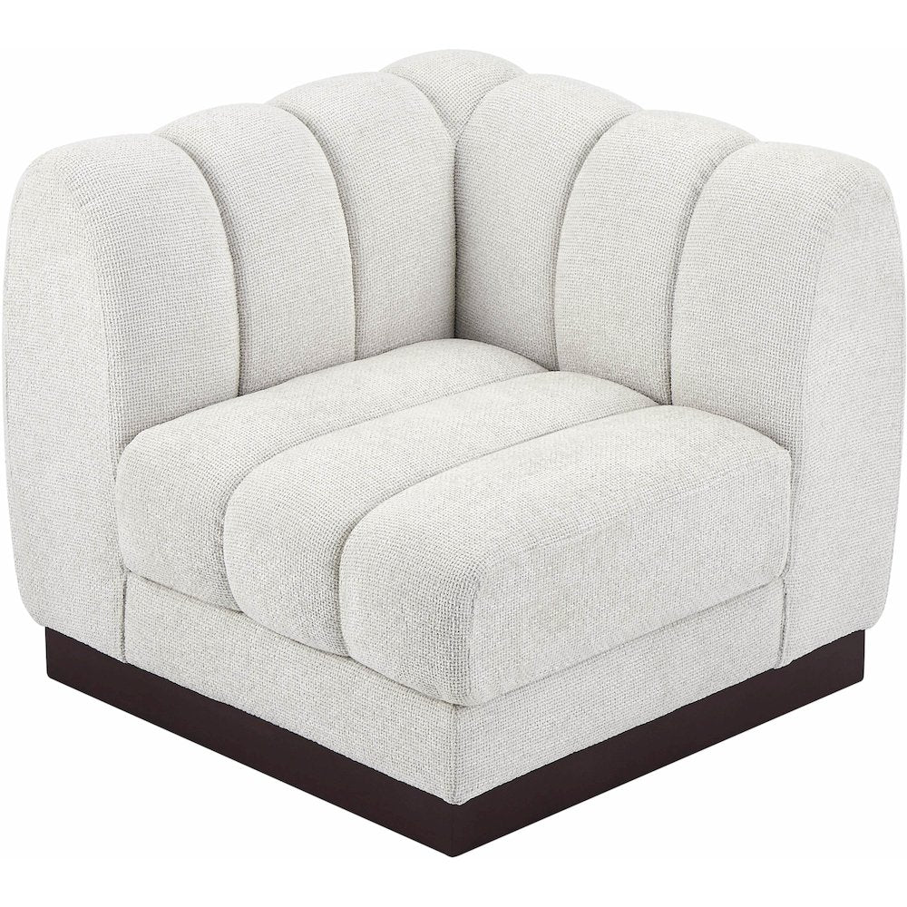 Quinn Cream Chenille Fabric Corner Chair