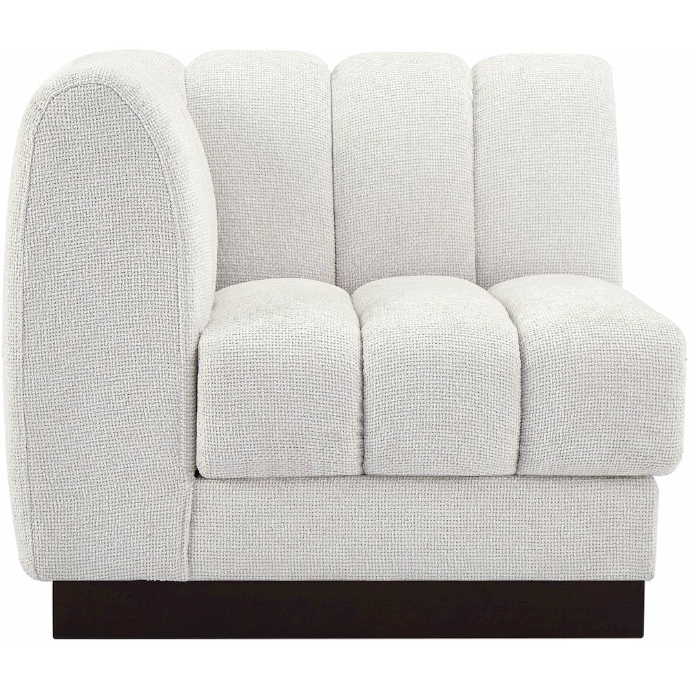 Quinn Cream Chenille Fabric Corner Chair