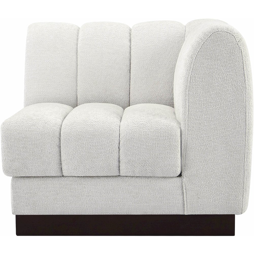 Quinn Cream Chenille Fabric Corner Chair