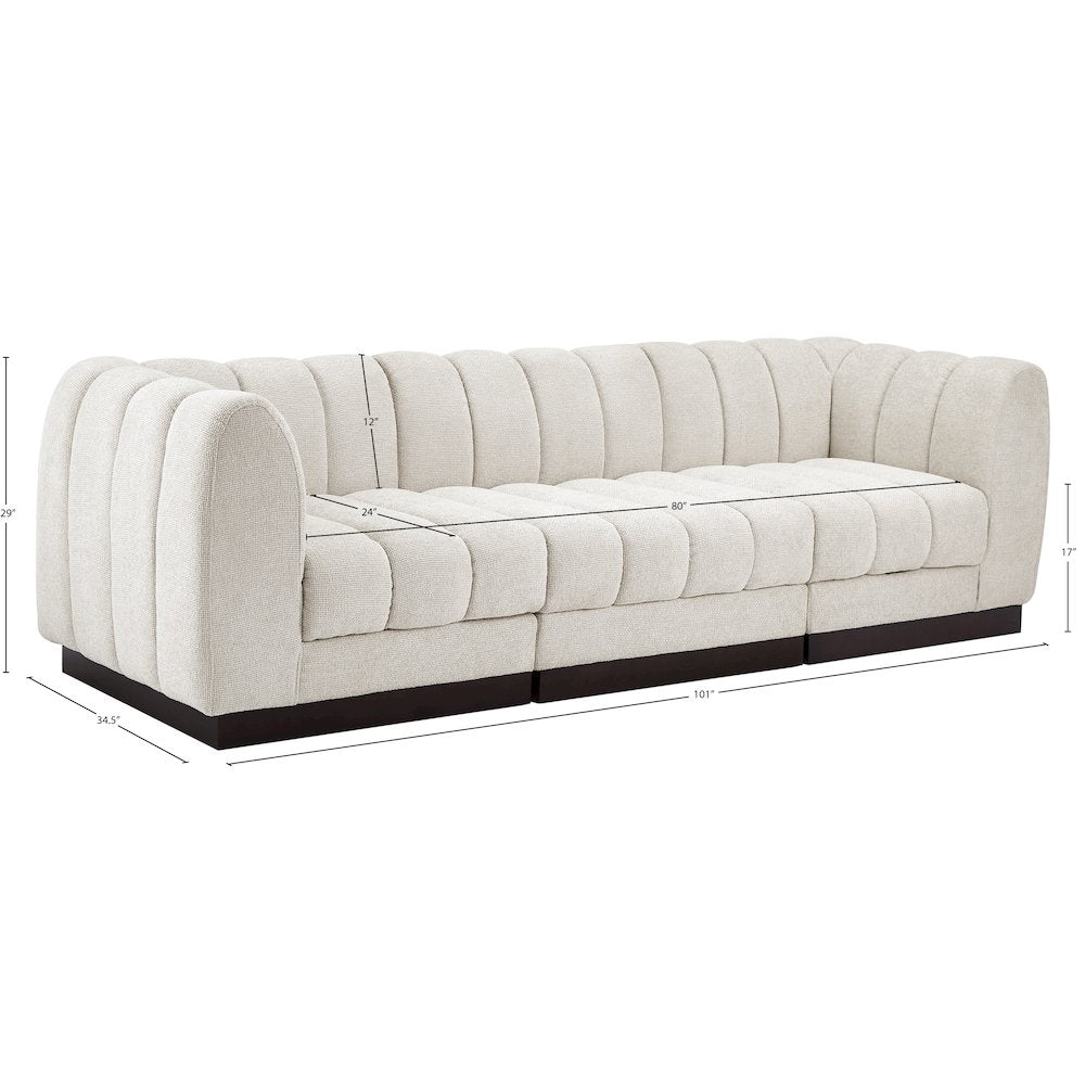 Quinn Cream Chenille Fabric Modular Sofa