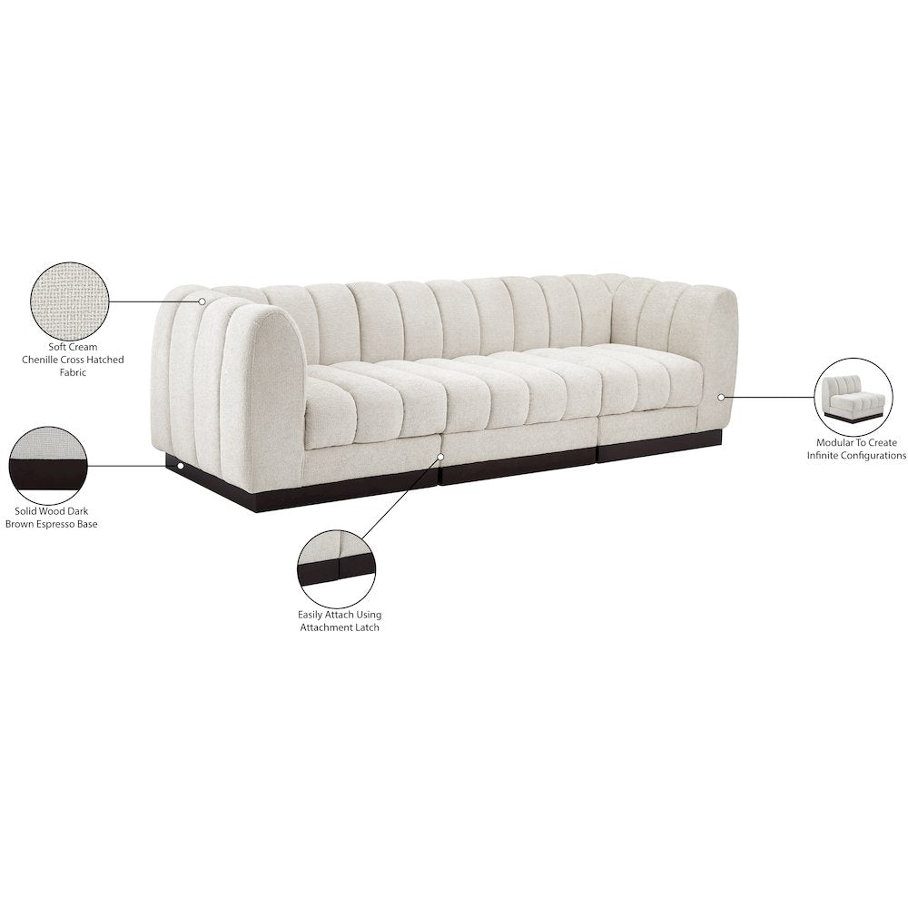 Quinn Cream Chenille Fabric Modular Sofa