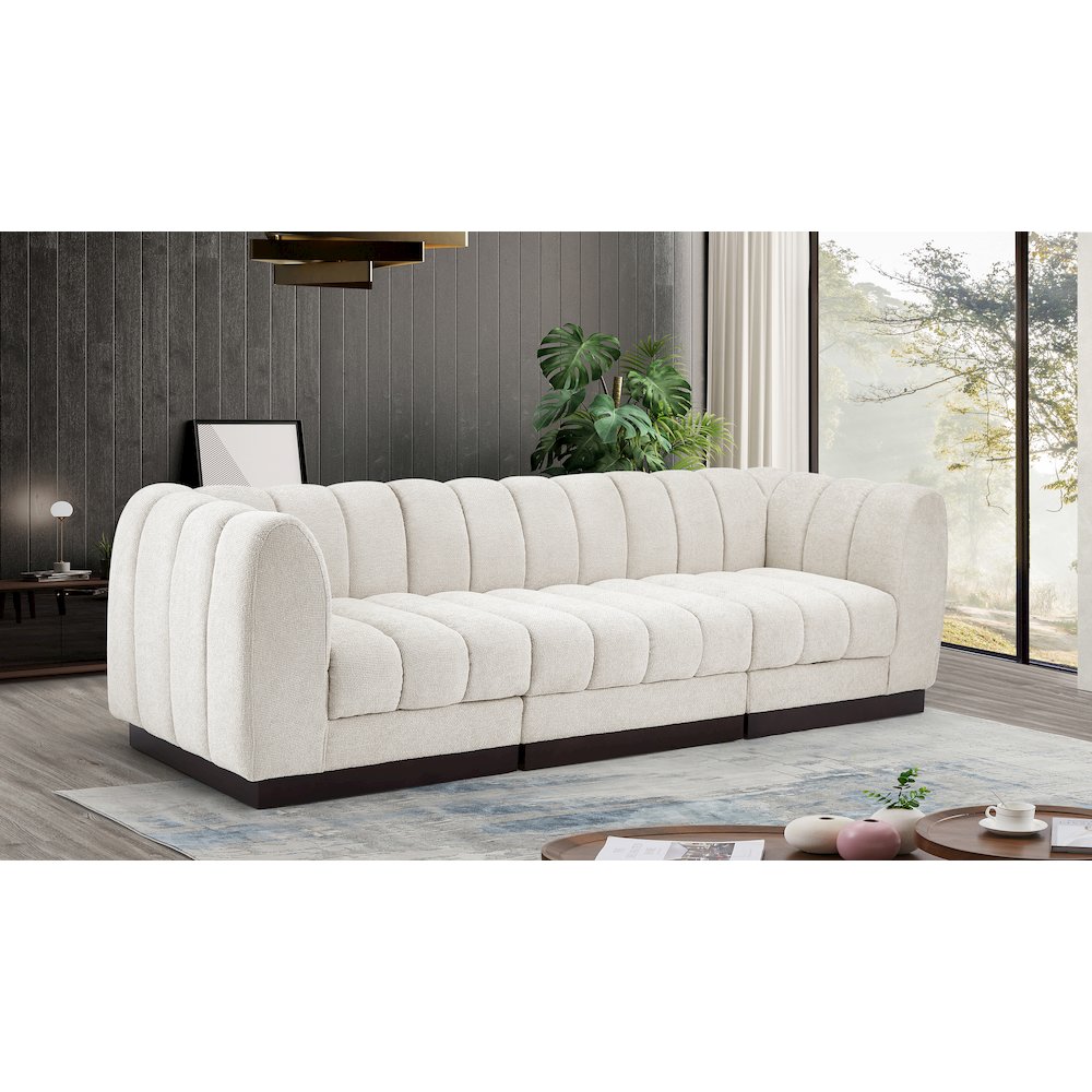 Quinn Cream Chenille Fabric Modular Sofa