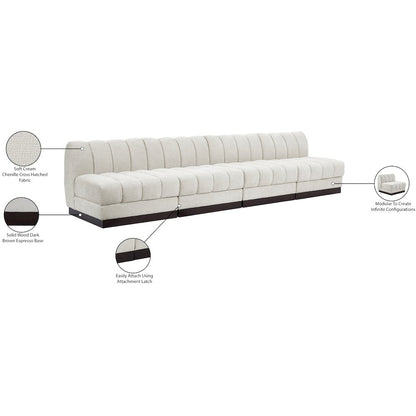 Quinn Cream Chenille Fabric Modular Sofa