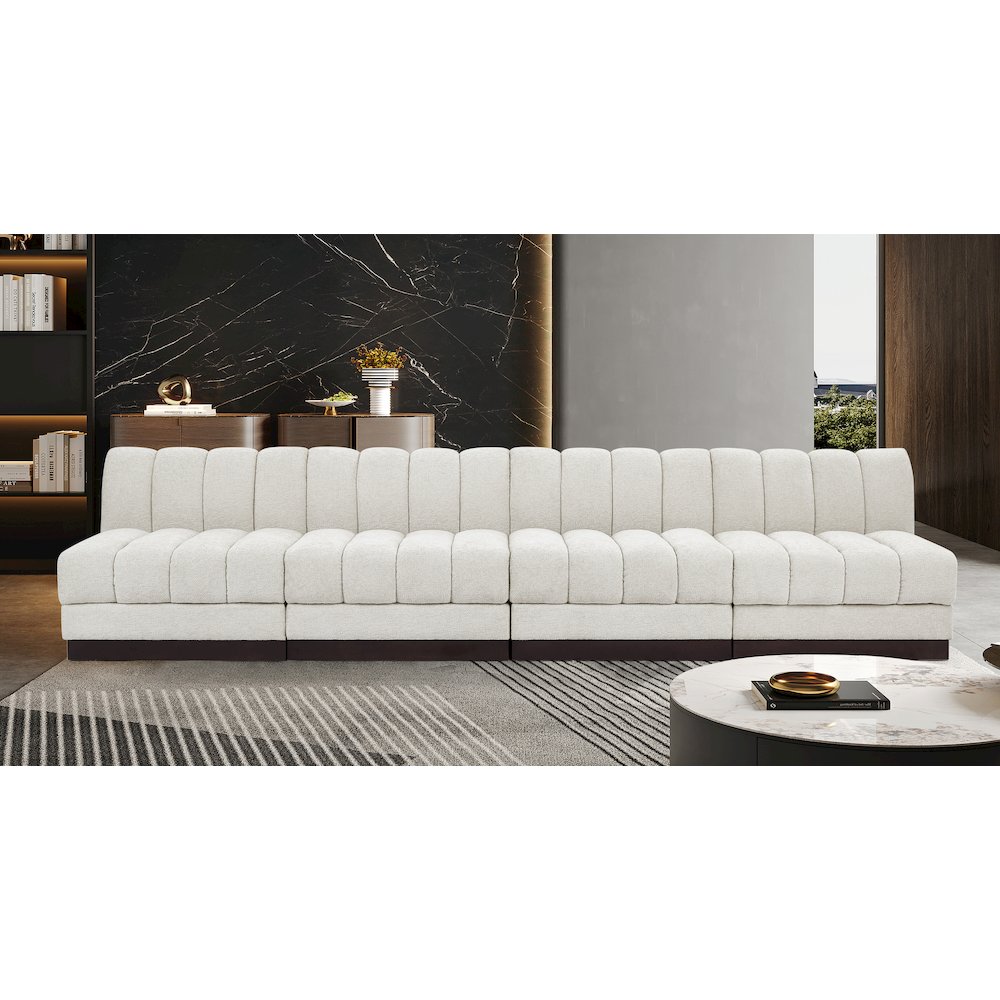 Quinn Cream Chenille Fabric Modular Sofa