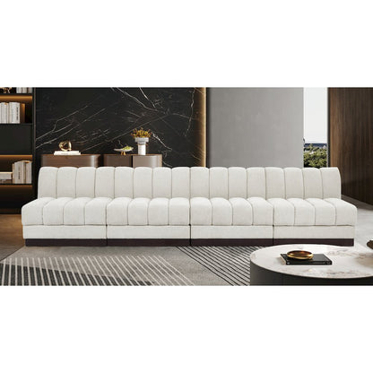 Quinn Cream Chenille Fabric Modular Sofa