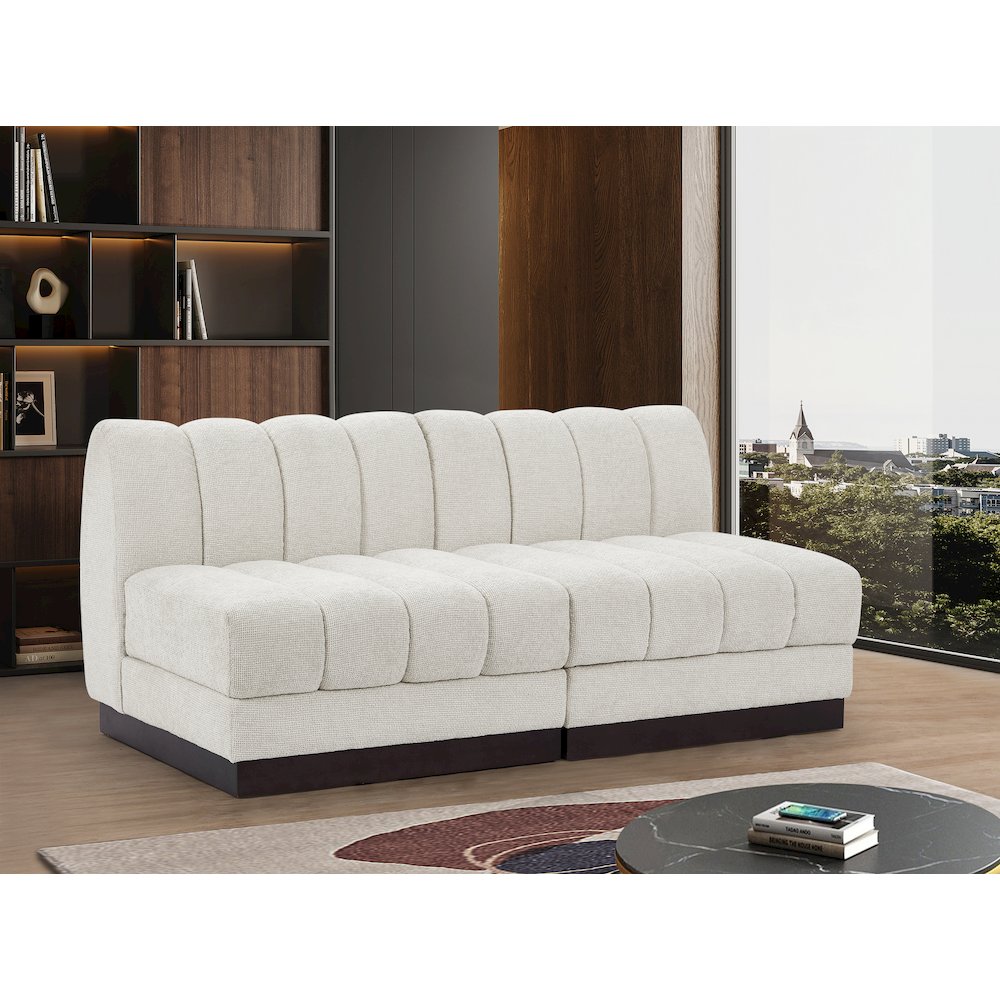 Quinn Cream Chenille Fabric Modular Sofa