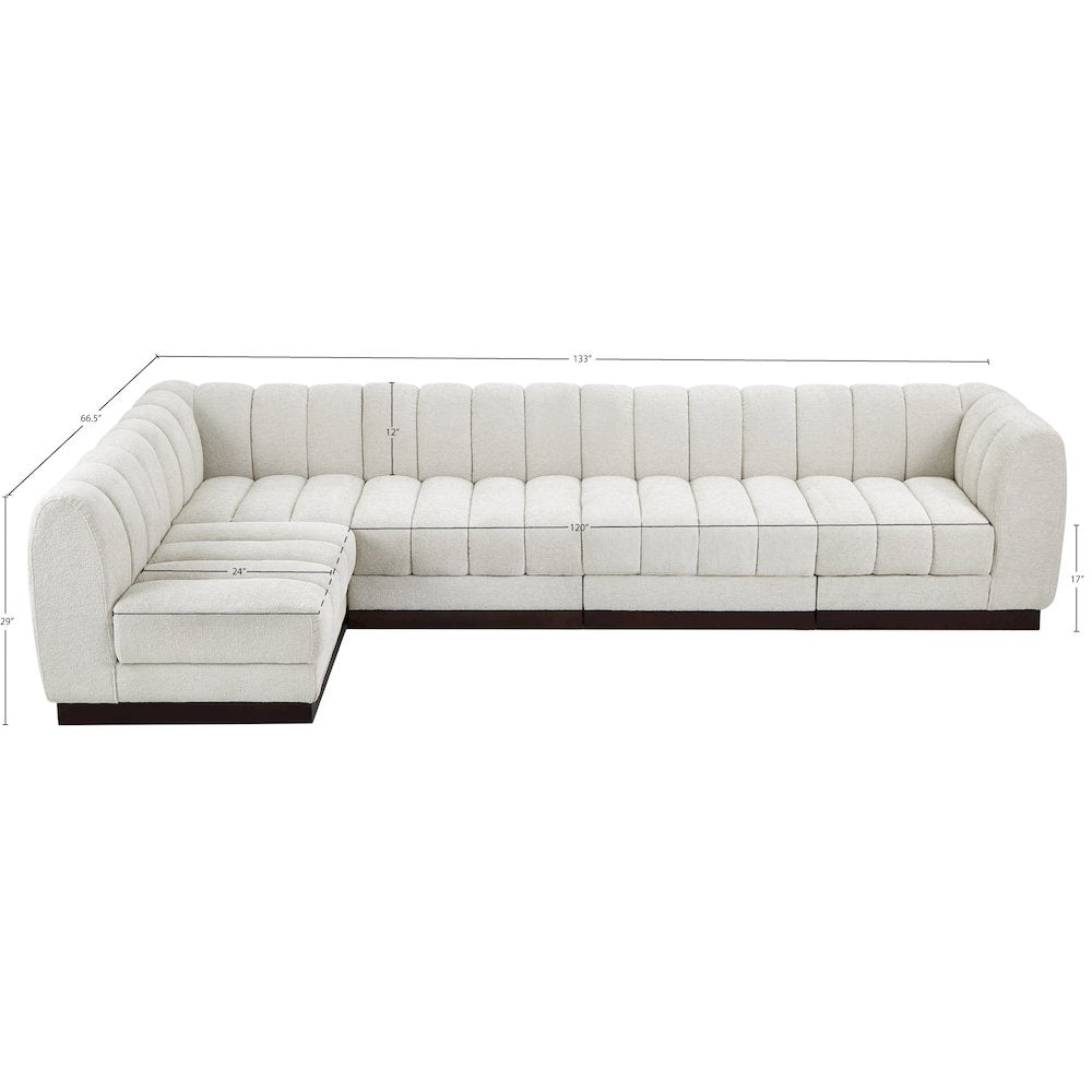 Quinn Cream Chenille Fabric Modular Sectional
