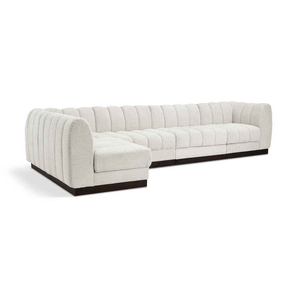 Quinn Cream Chenille Fabric Modular Sectional