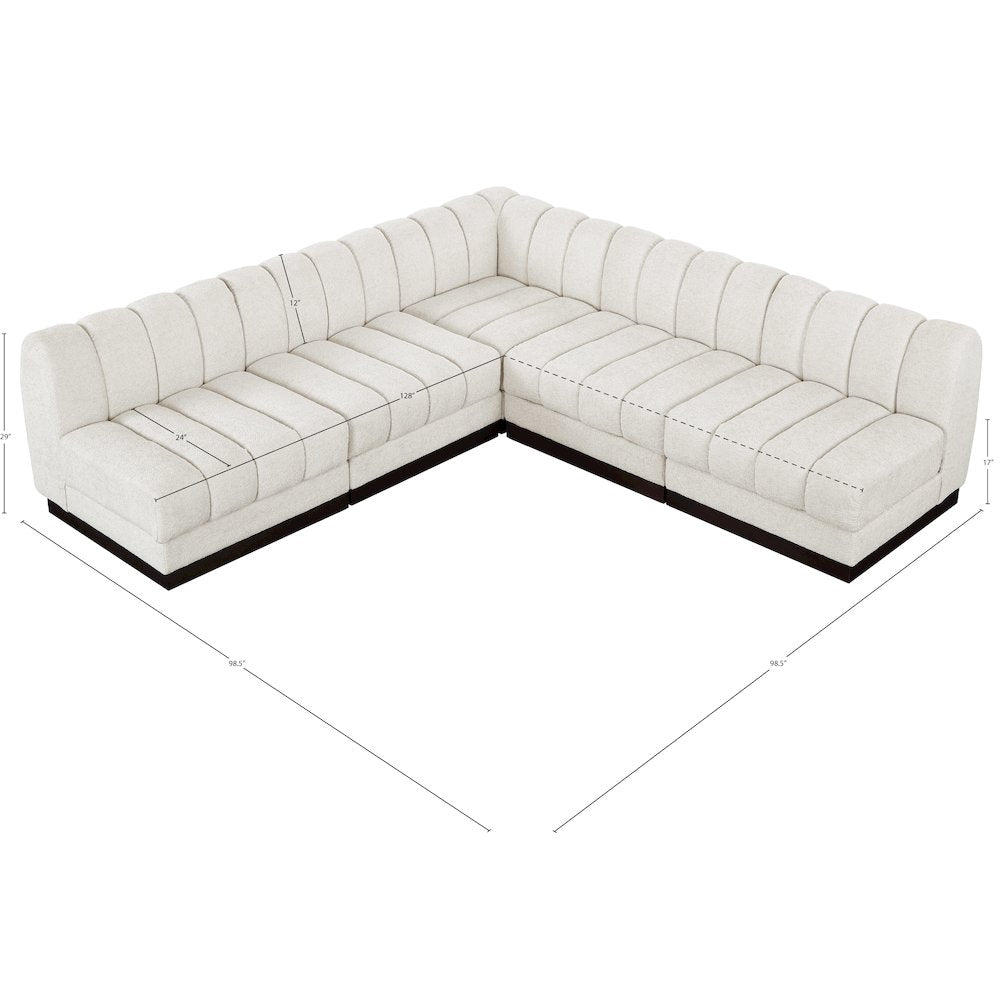 Quinn Cream Chenille Fabric Modular Sectional