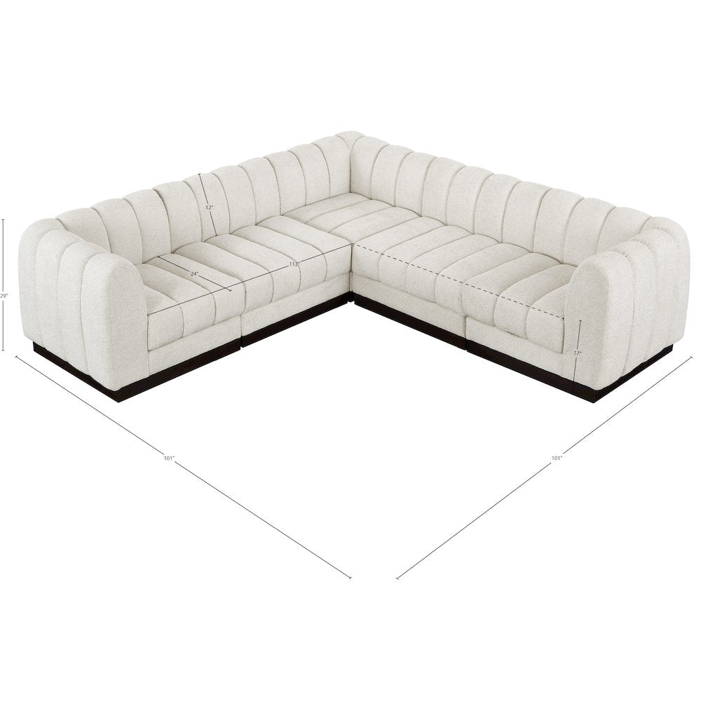 Quinn Cream Chenille Fabric Modular Sectional
