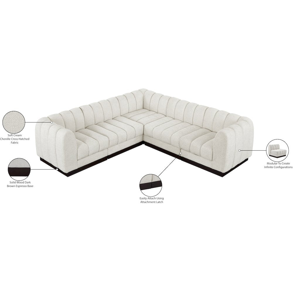 Quinn Cream Chenille Fabric Modular Sectional