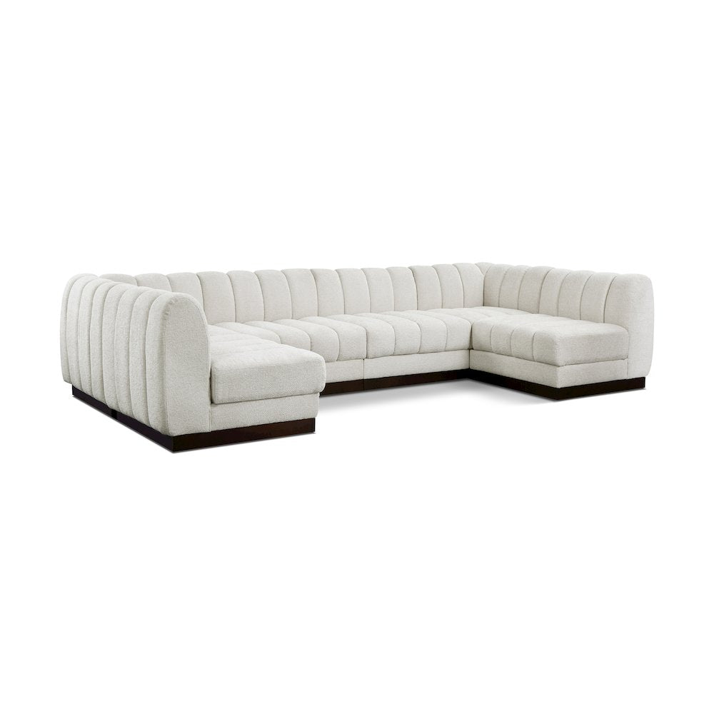 Quinn Cream Chenille Fabric Modular Sectional