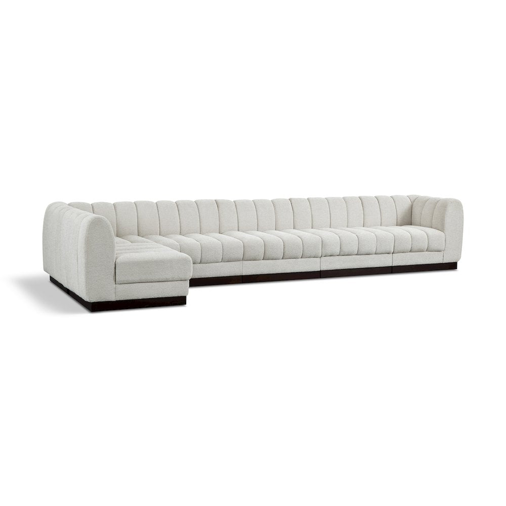 Quinn Cream Chenille Fabric Modular Sectional