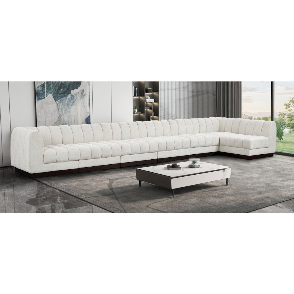 Quinn Cream Chenille Fabric Modular Sectional