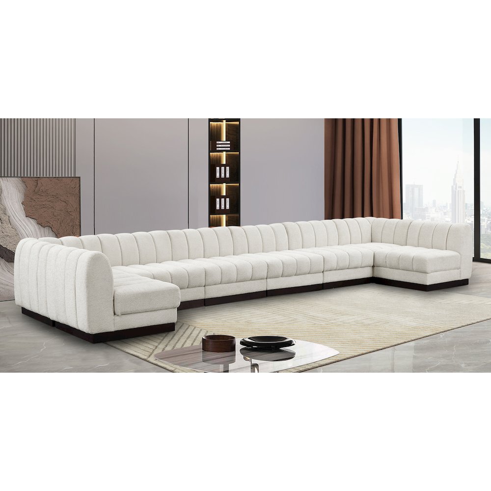 Quinn Cream Chenille Fabric Modular Sectional