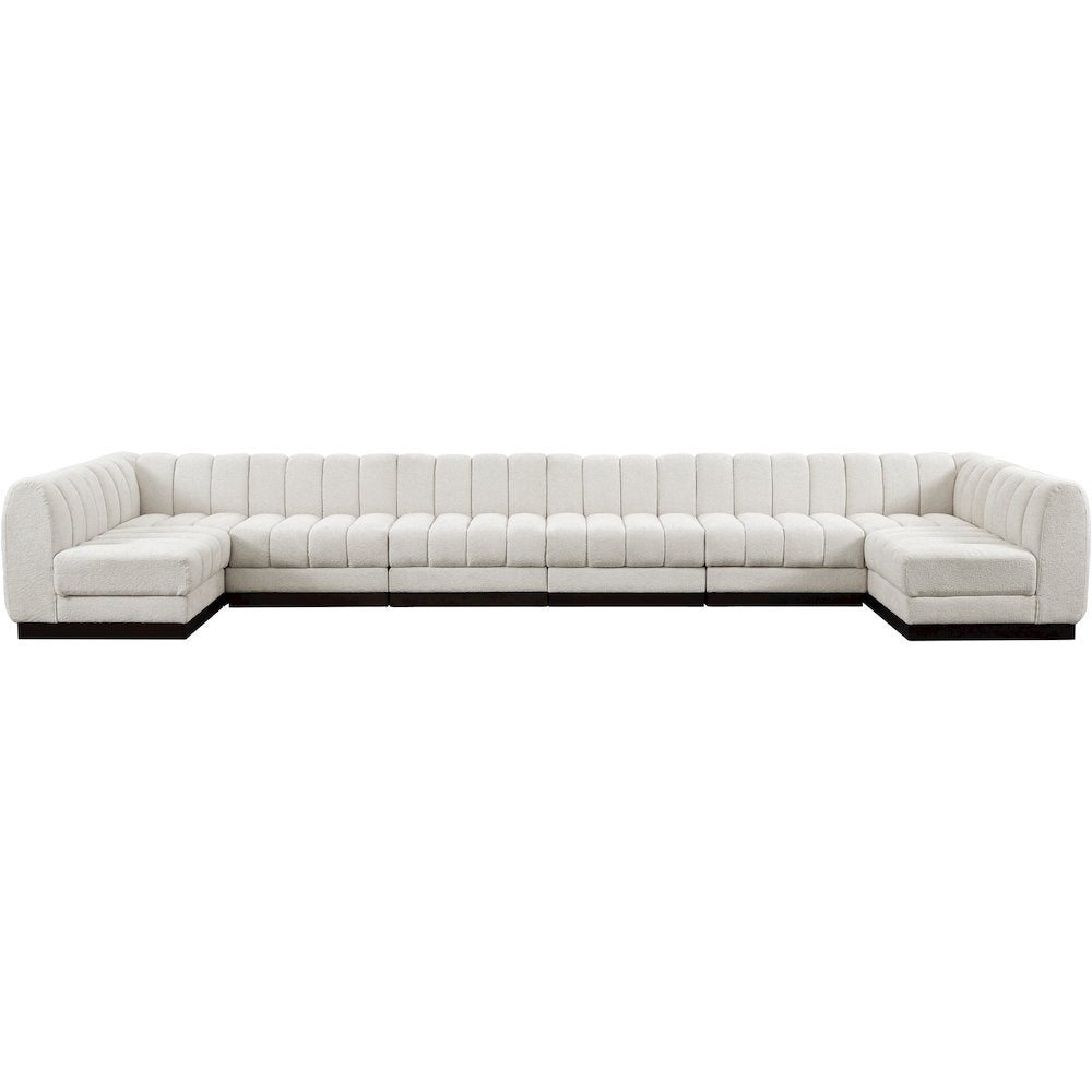 Quinn Cream Chenille Fabric Modular Sectional