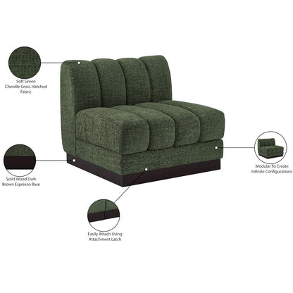 Quinn Green Chenille Fabric Armless Chair