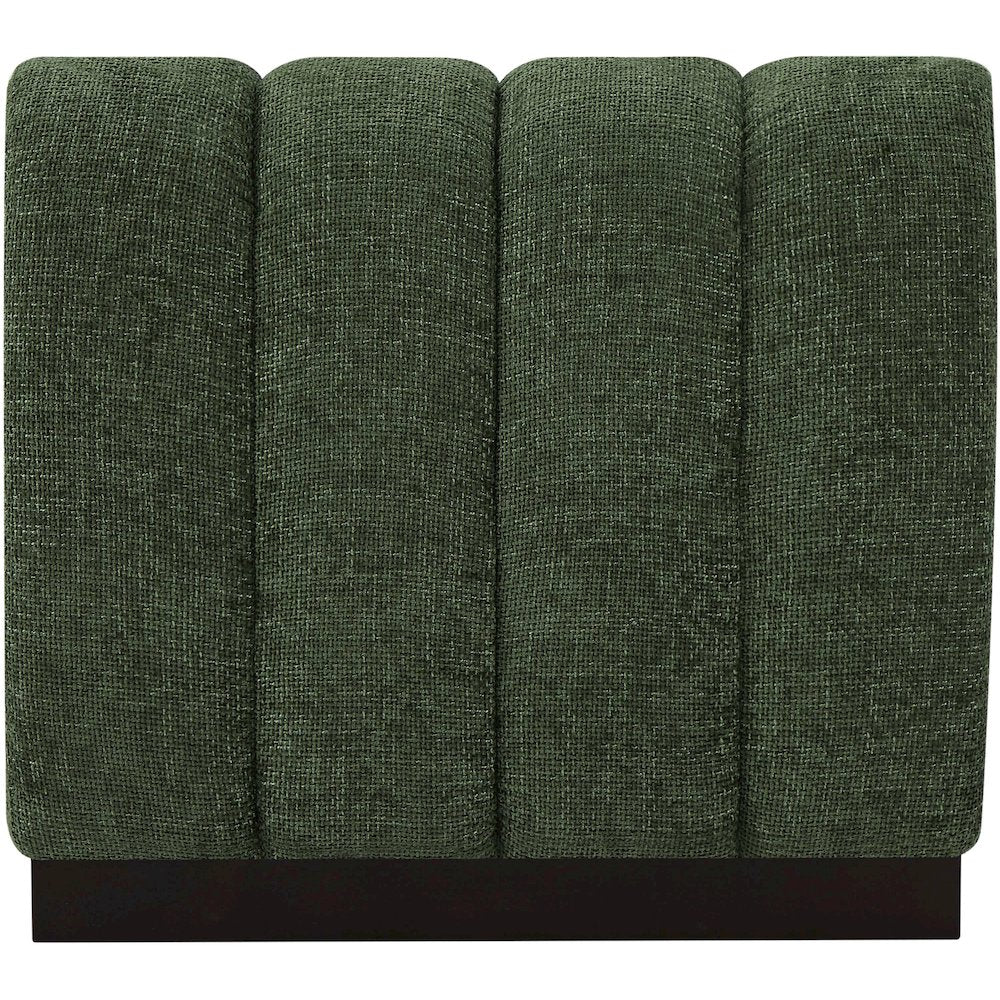 Quinn Green Chenille Fabric Armless Chair