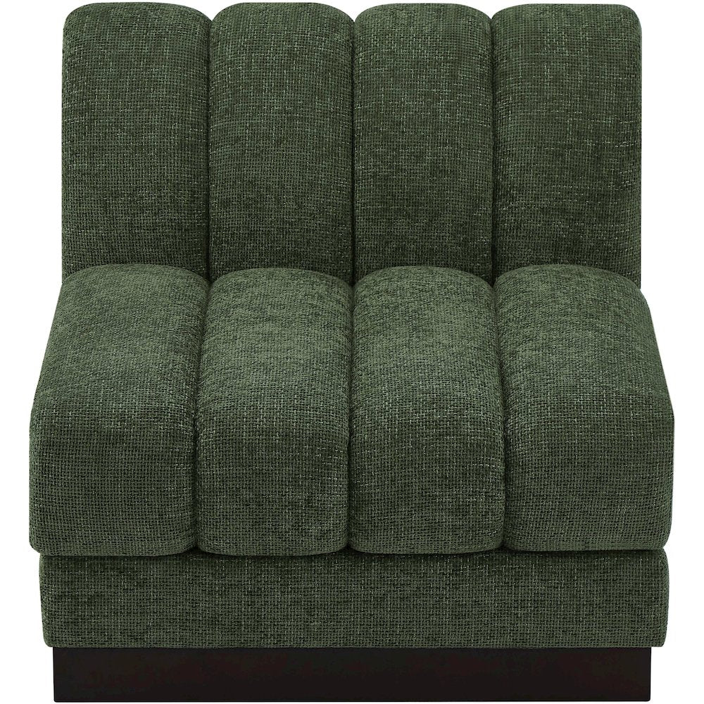 Quinn Green Chenille Fabric Armless Chair