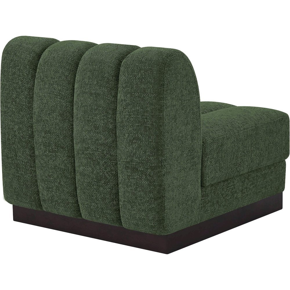 Quinn Green Chenille Fabric Armless Chair
