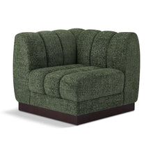 Quinn Green Chenille Fabric Corner Chair