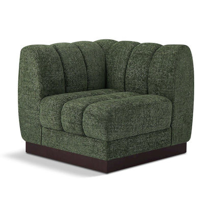 Quinn Green Chenille Fabric Corner Chair