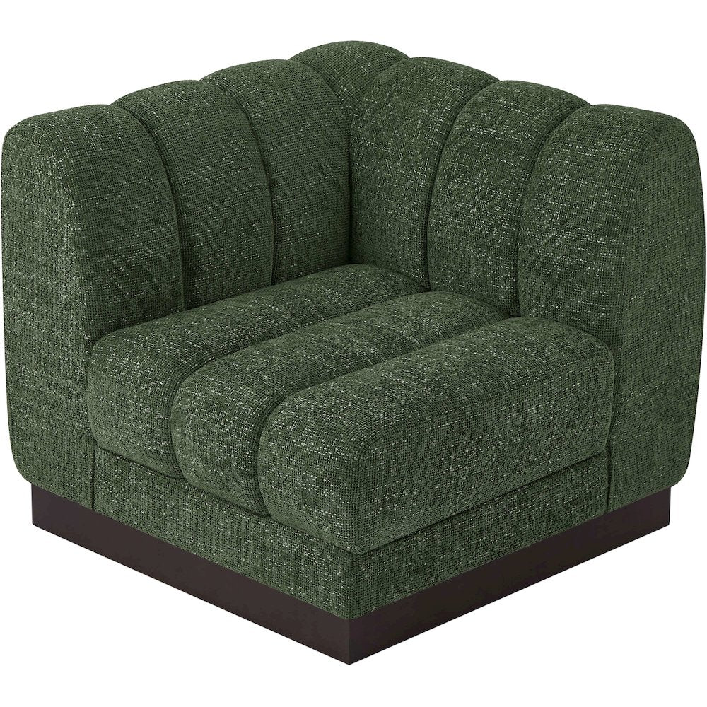 Quinn Green Chenille Fabric Corner Chair