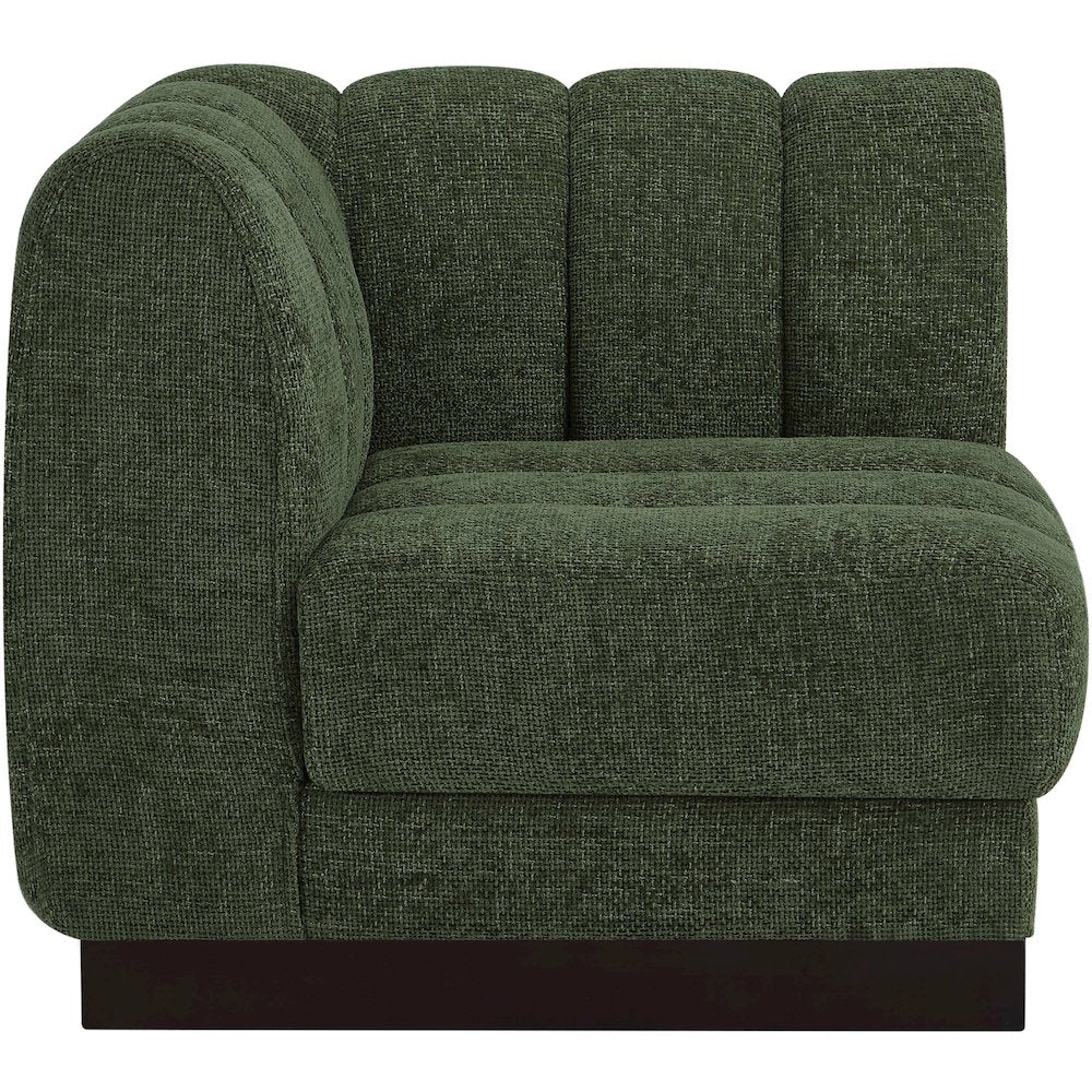 Quinn Green Chenille Fabric Corner Chair