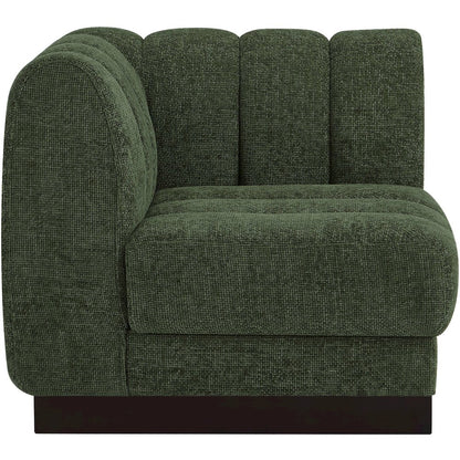 Quinn Green Chenille Fabric Corner Chair