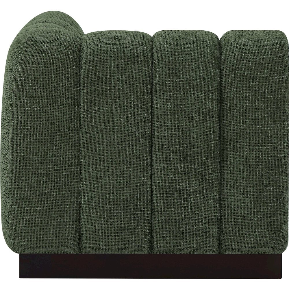 Quinn Green Chenille Fabric Corner Chair
