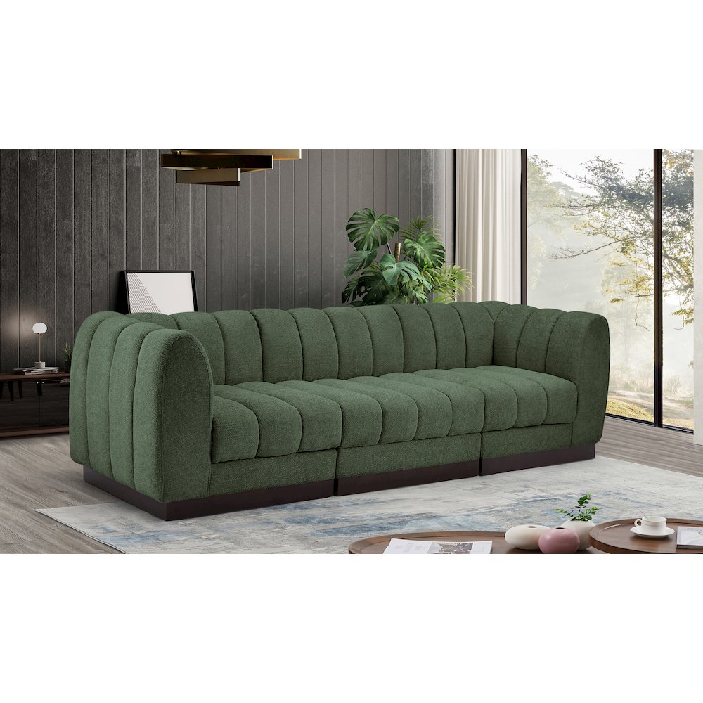 Quinn Green Chenille Fabric Modular Sofa