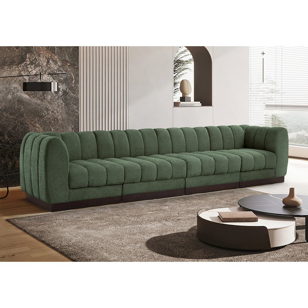 Quinn Green Chenille Fabric Modular Sofa