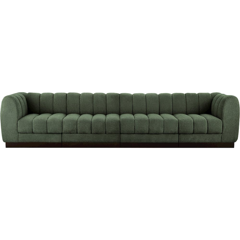 Quinn Green Chenille Fabric Modular Sofa