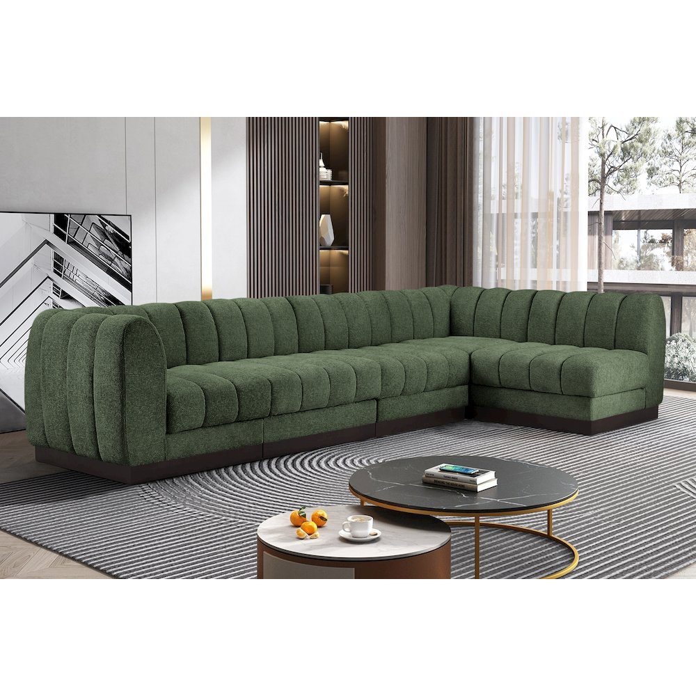 Quinn Green Chenille Fabric Modular Sectional