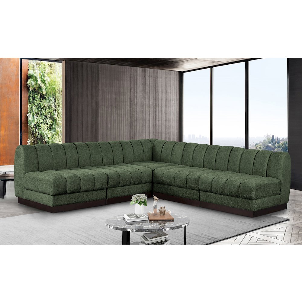 Quinn Green Chenille Fabric Modular Sectional